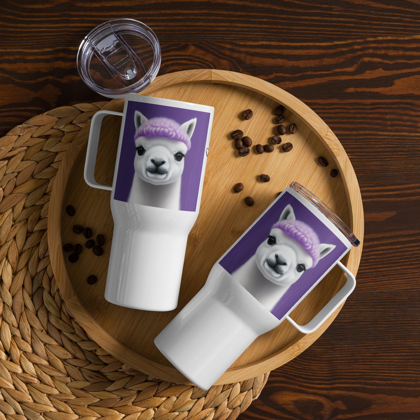 Alpaca Travel Mug with Purple Curls: Inspired by BTS's Jin