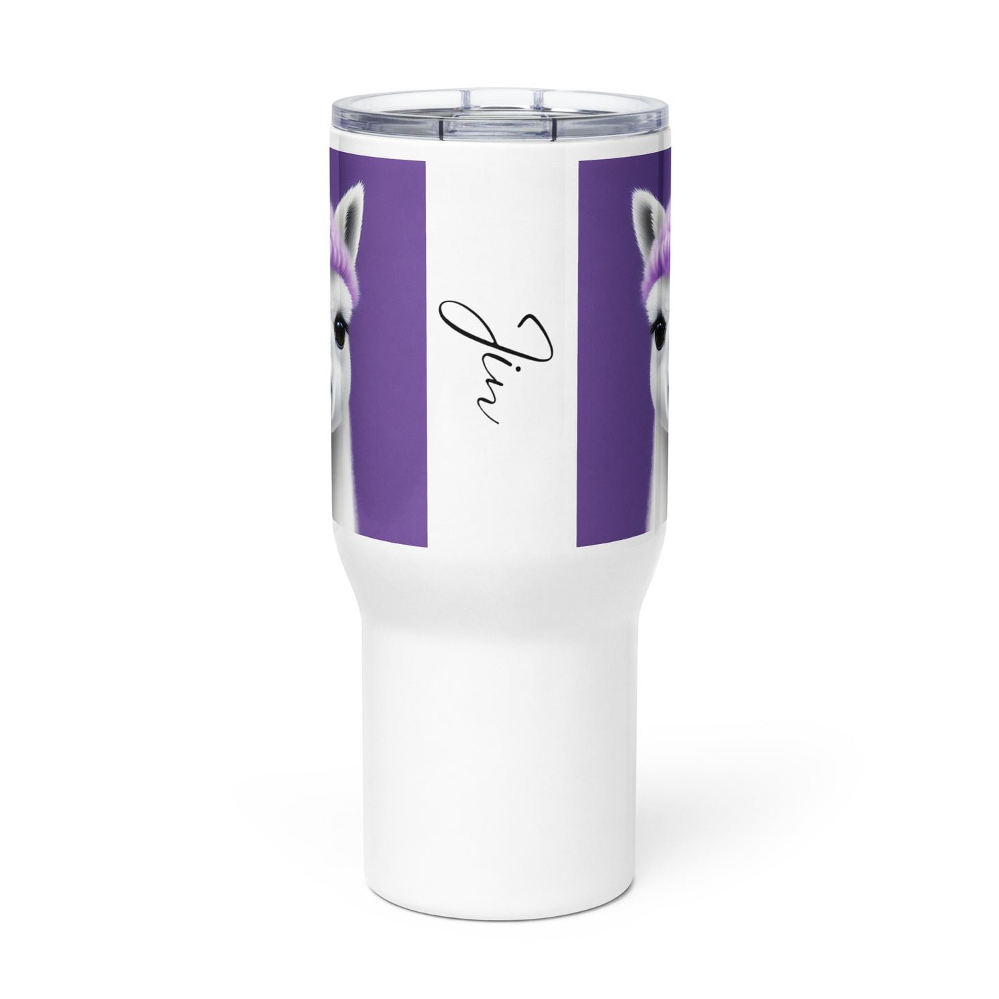 Alpaca Travel Mug with Purple Curls: Inspired by BTS's Jin