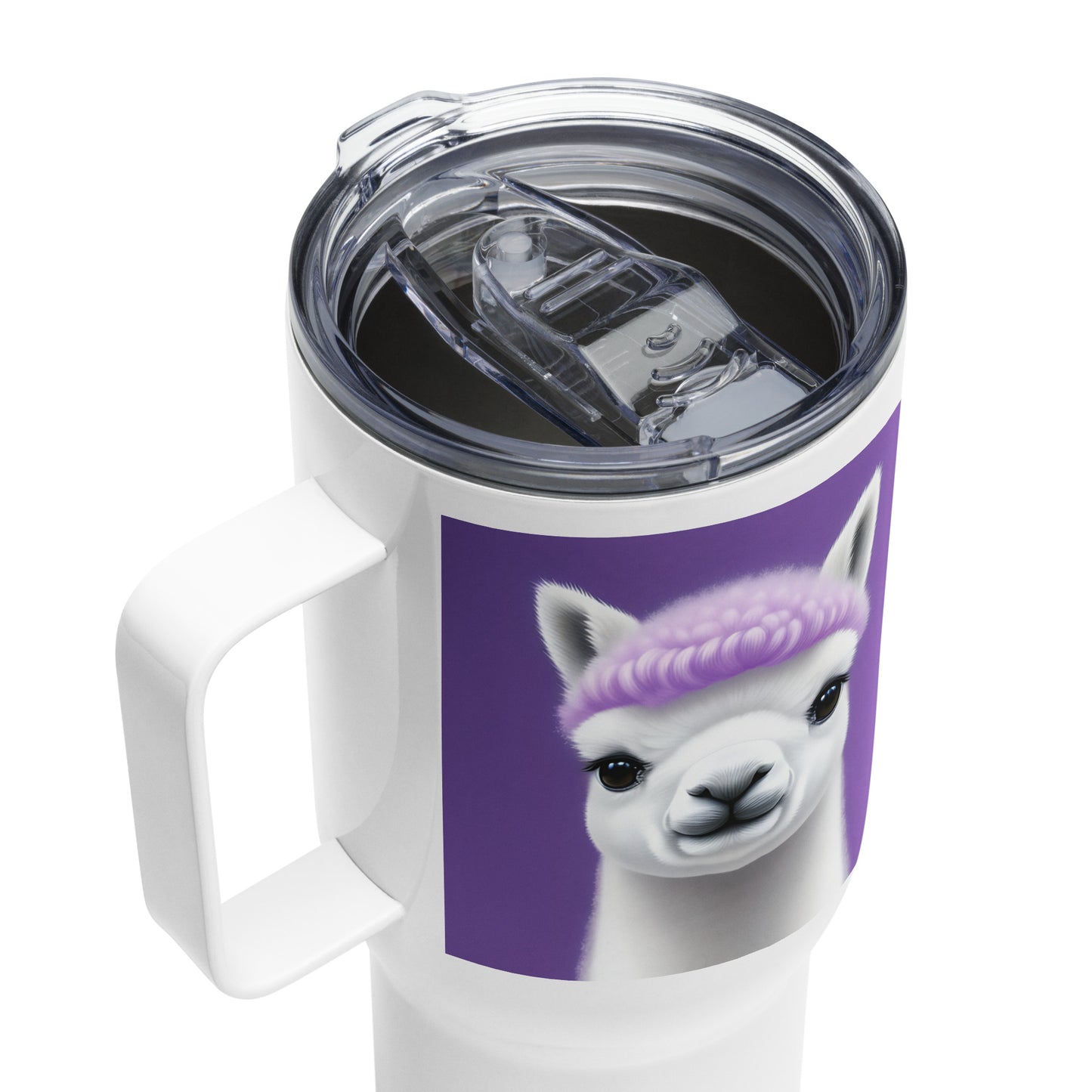 Alpaca Travel Mug with Purple Curls: Inspired by BTS's Jin